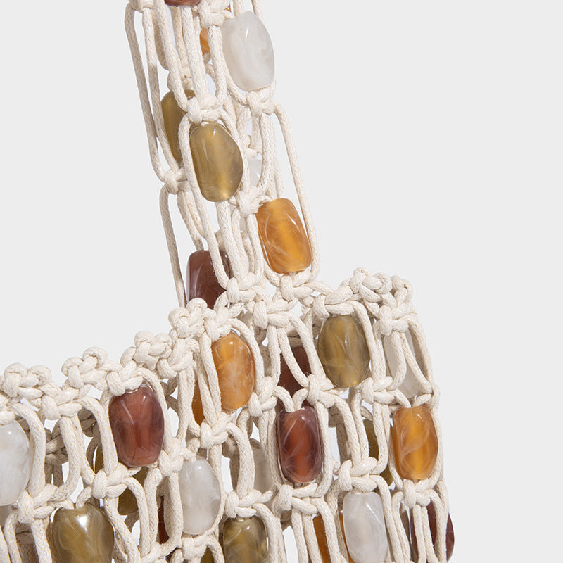 Handmade Beaded Niche Woven Contrast Color Beads Bags