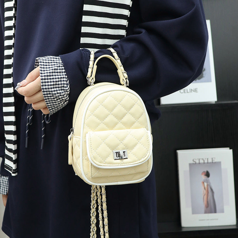 Rhombus Embroidery Thread Size Portable Fashion Women's Backpack