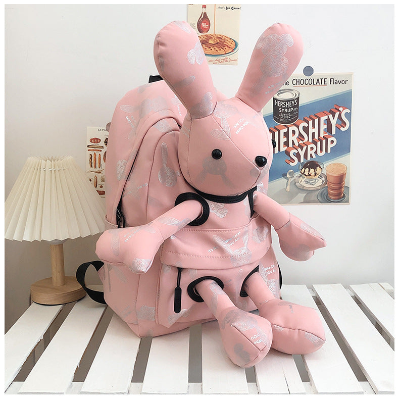 Stylish Doll Cute Rabbit Cartoon Three-dimensional Leisure Backpack