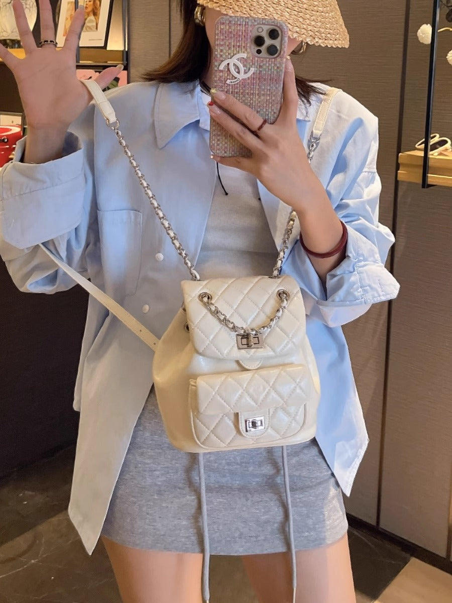 Women's Mini Rhombus Chain Cattle Leather Bags