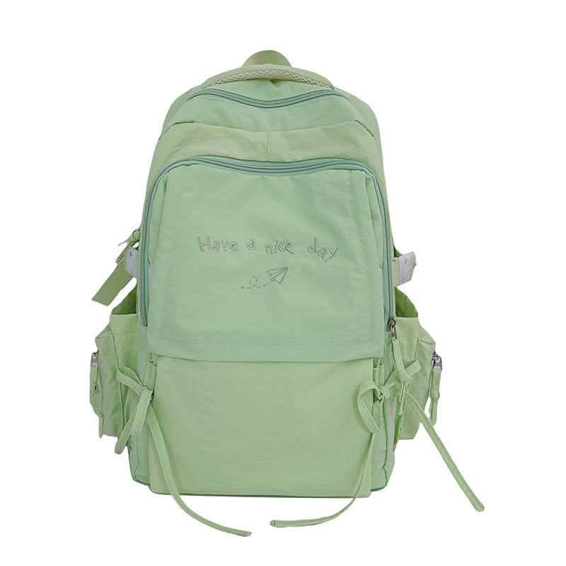 Women's Capacity Solid Color Simple Junior High Backpacks