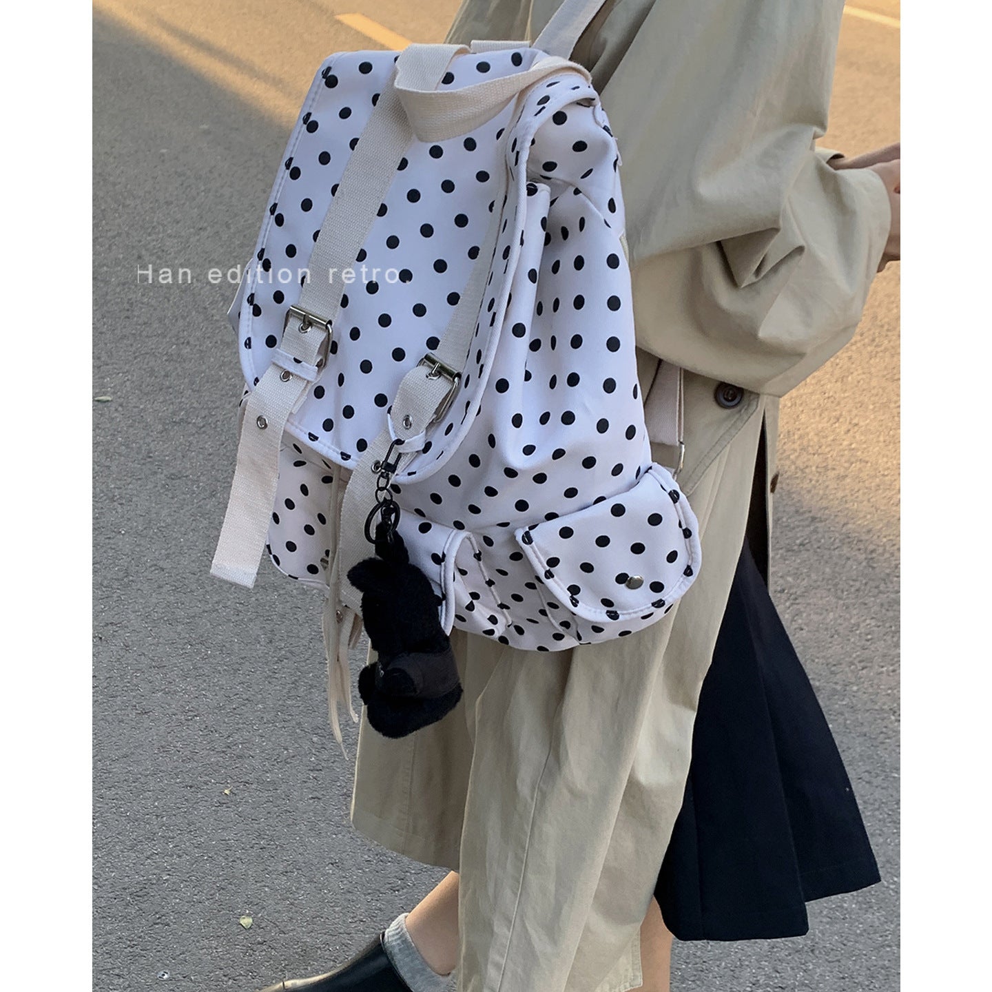 Women's Style Preppy Leisure Canvas Polka Dot Backpacks