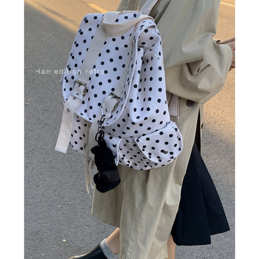 Women's Style Preppy Leisure Canvas Polka Dot Backpacks