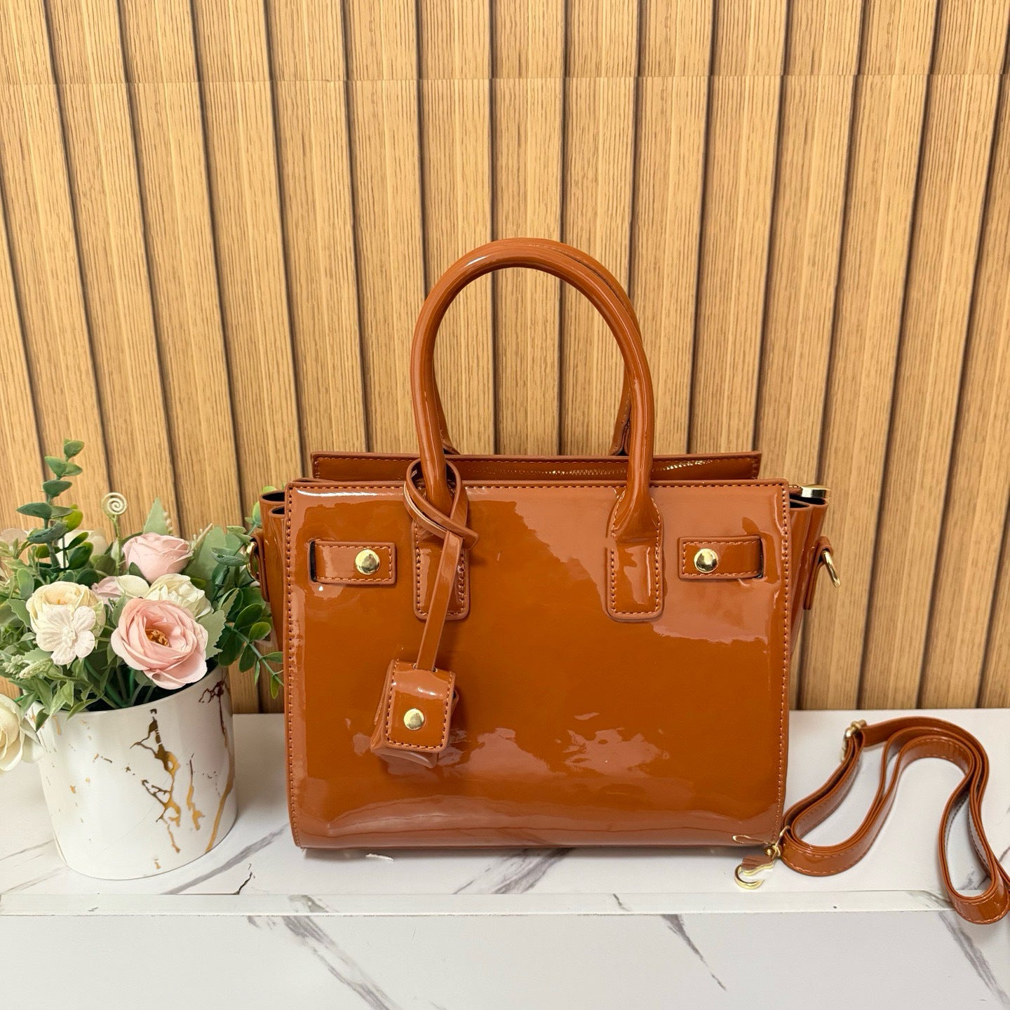 Women's Patent Leather Portable Organ Fashion Trendy Women's Messenger Bag