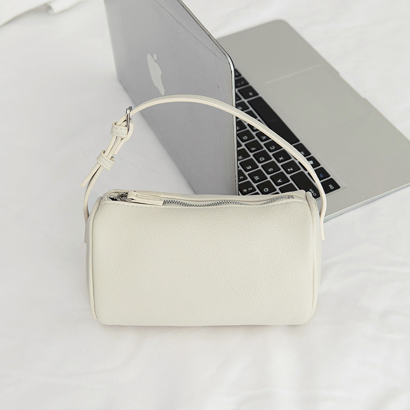 Korean Niche Design Simple Round Minimalist Lychee Women's Messenger Bag