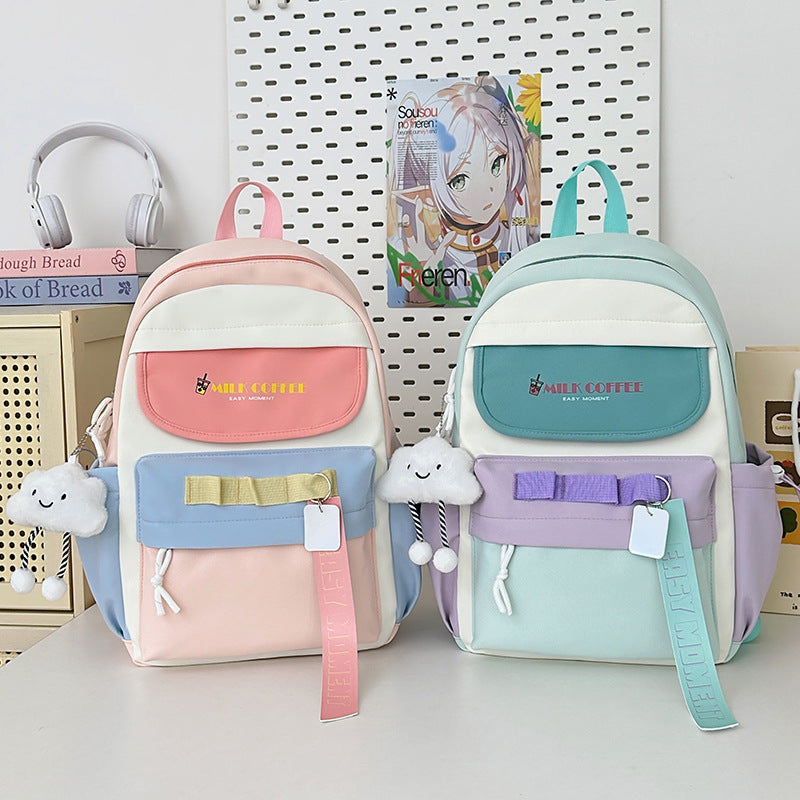 Good-looking Large Capacity Junior High Class Dopamine Style Simple Leisure Backpack