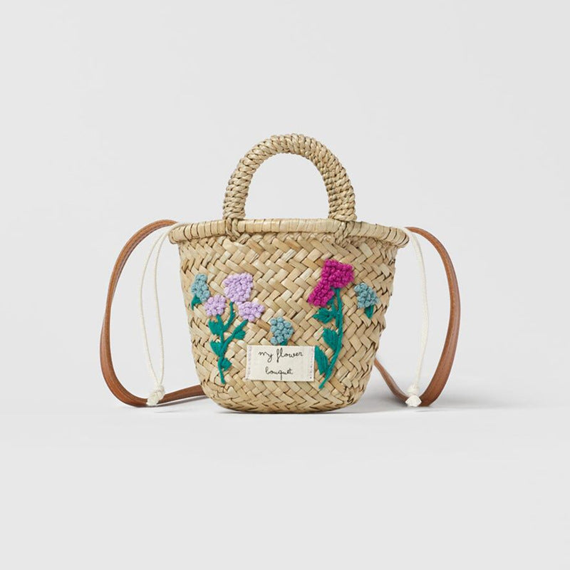 Women's & Children's Summer Mini Cute Basket Hand-woven Embroidered Women's Messenger Bag
