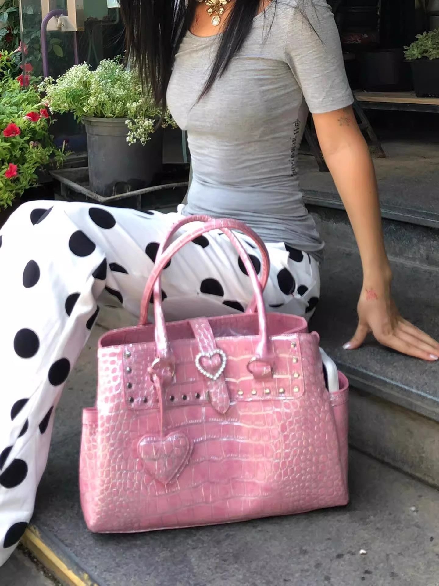 High-grade Crocodile Pattern Large Capacity Portable Female Sweet Cool Women's Shoulder Bag