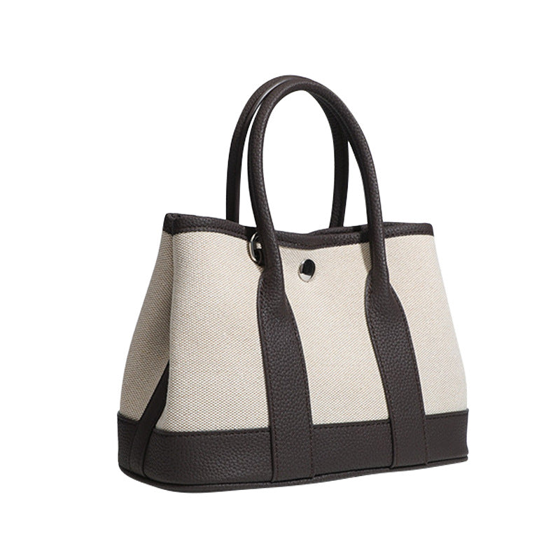Women's Color Contrast Patchwork High-grade Portable Canvas Women's Handbag