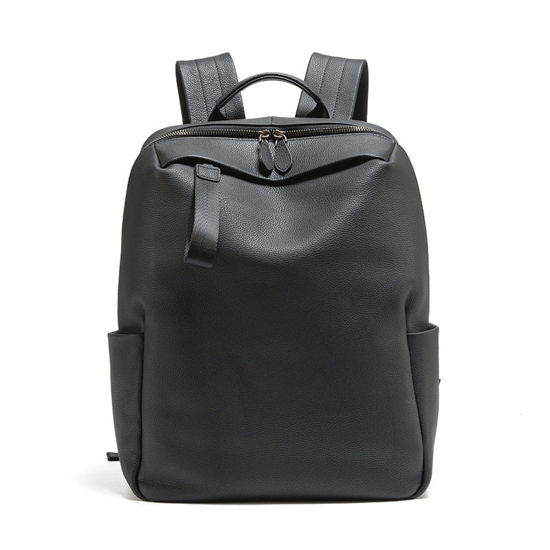 Men's Layer Cowhide Multifunctional Computer Trip Large Leisure Backpack