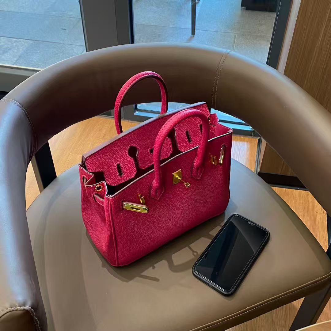 Women's Fashion Satine Litchi Pattern Large Capacity Women's Handbag