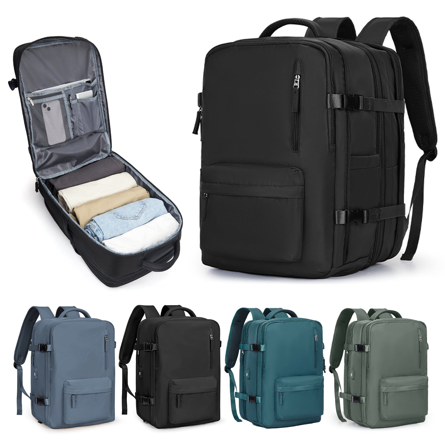 Men's Large Capacity Scalable Multifunctional Vacuum Compression Business Leisure Backpack