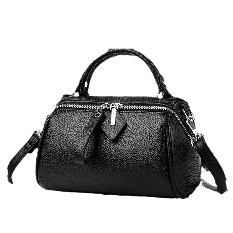 Women's Genuine Leather Retro Boston Simple Commute Top Layer Women's Messenger Bag
