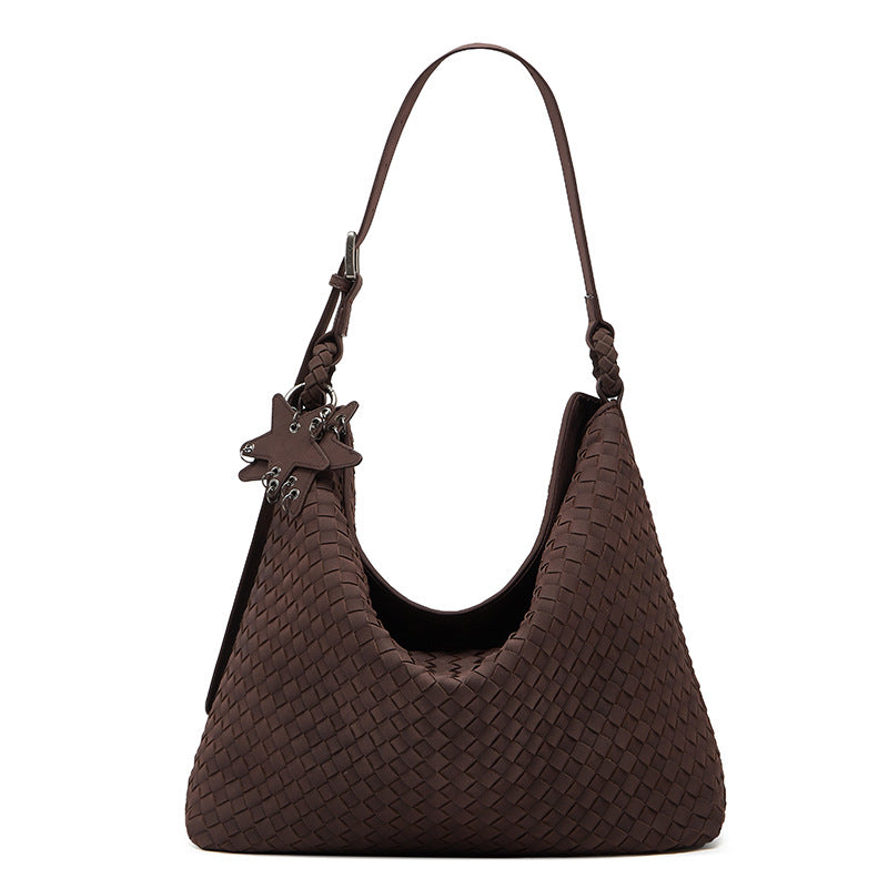 Women's Suede Frosted Woven Large Capacity Commute Women's Shoulder Bag