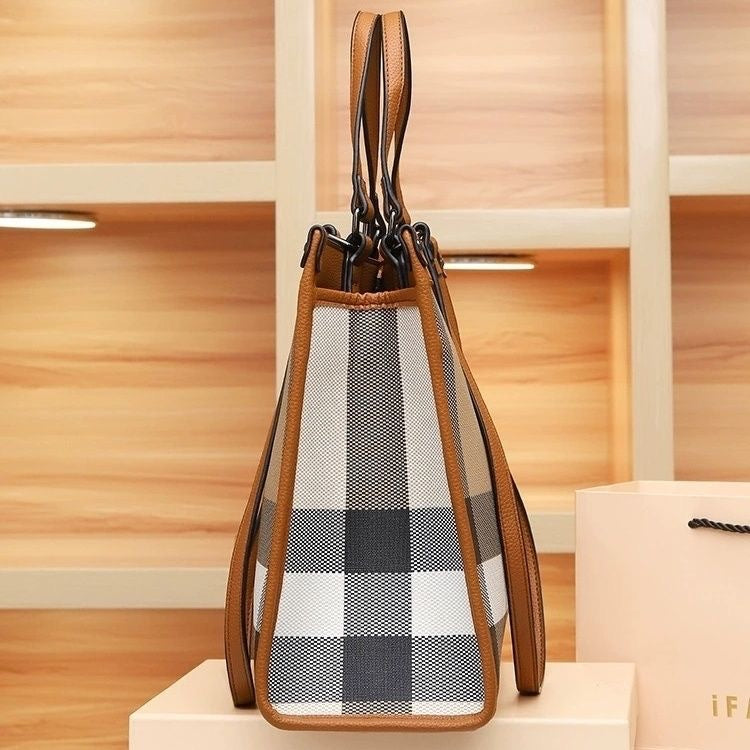 Women's Plaid Large Capacity Totes High Sense Tote Bag
