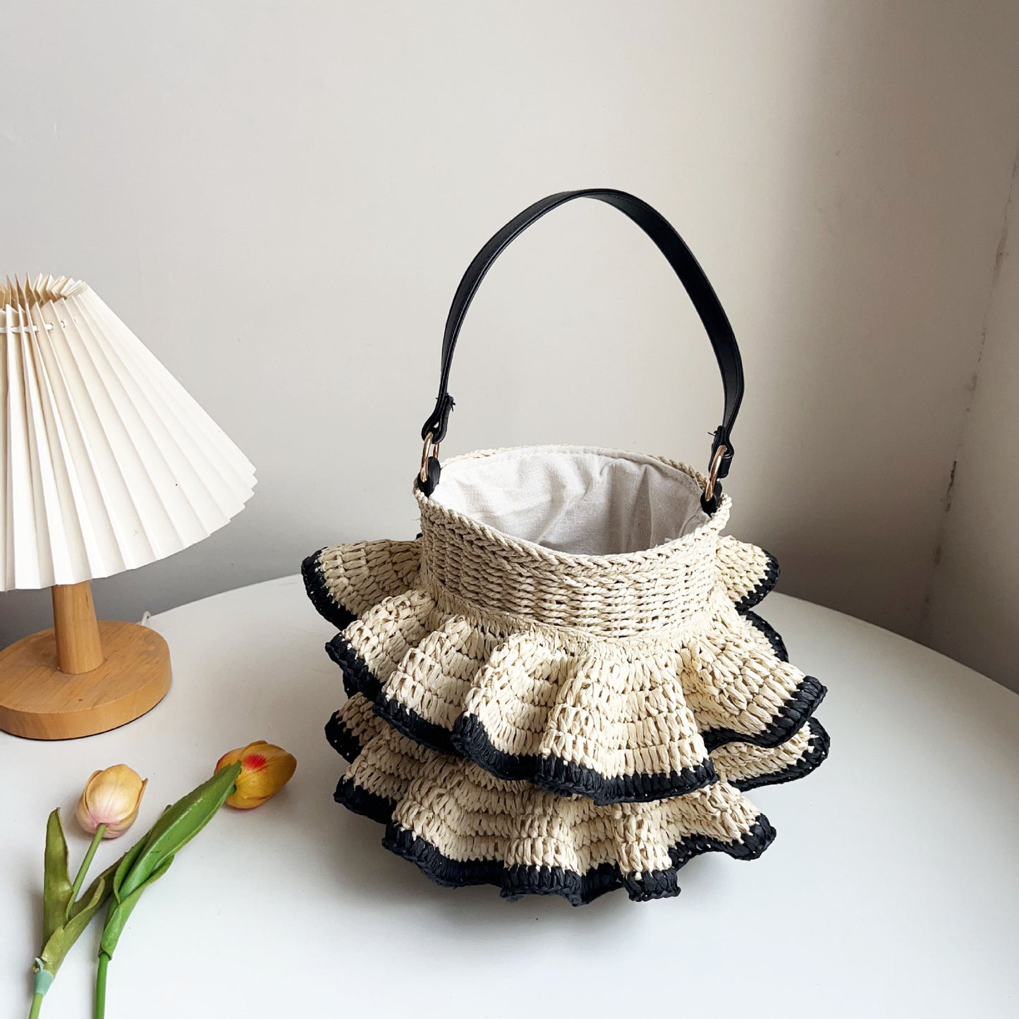 Women's Cute Skirt Hand-held Straw Woven Vacation Style Bags