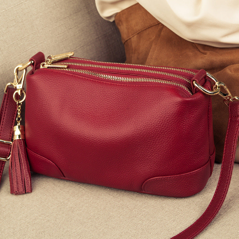 Women's Winter Genuine Leather Tassel Fashion Women's Handbag