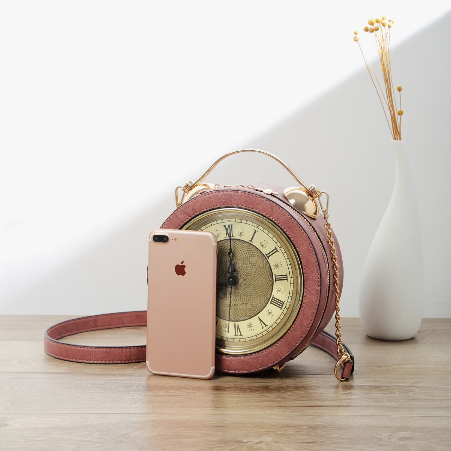 Personalized Creative Retro Antique Clock Round Women's Shoulder Bag