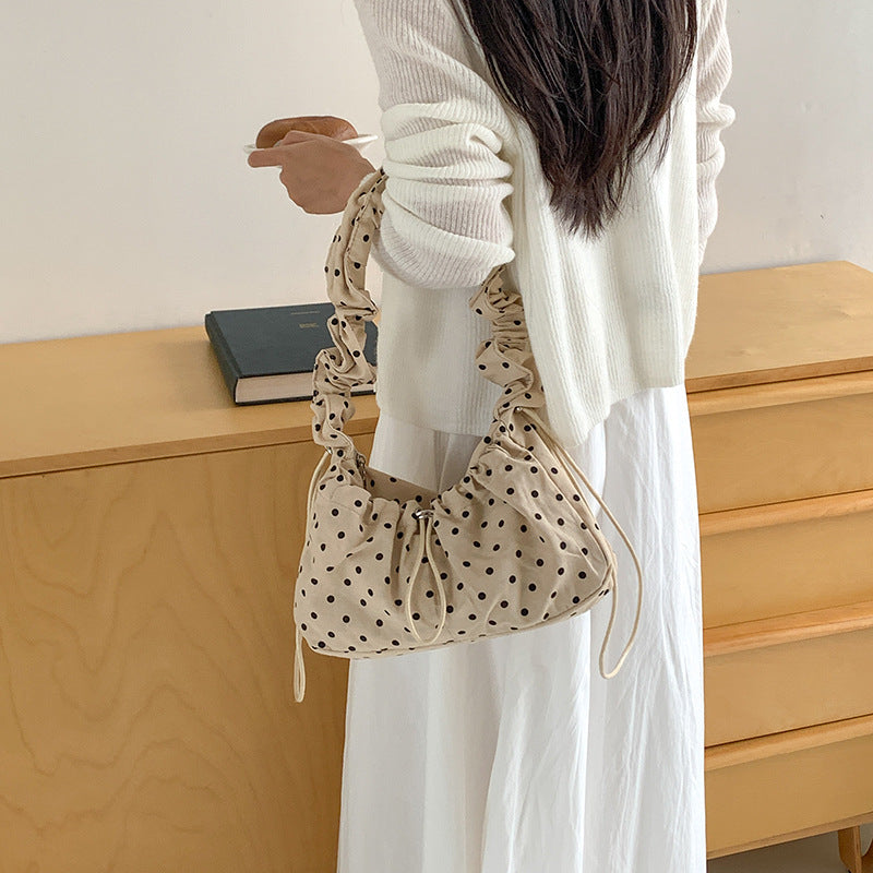 Women's Artistic Polka Dot Nylon Underarm Simple Fresh Large Capacity Commuter Bags
