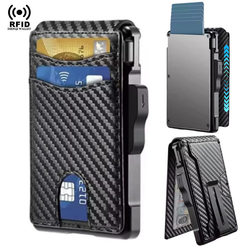 Men's Metal Magnetic Automatic Pinball Credit Business Card Pack Card Sleeve
