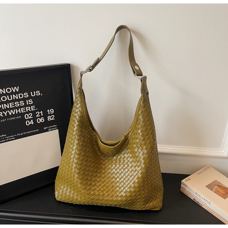 Women's Style High Sense Woven Stylish Personalized Underarm Tote Bag
