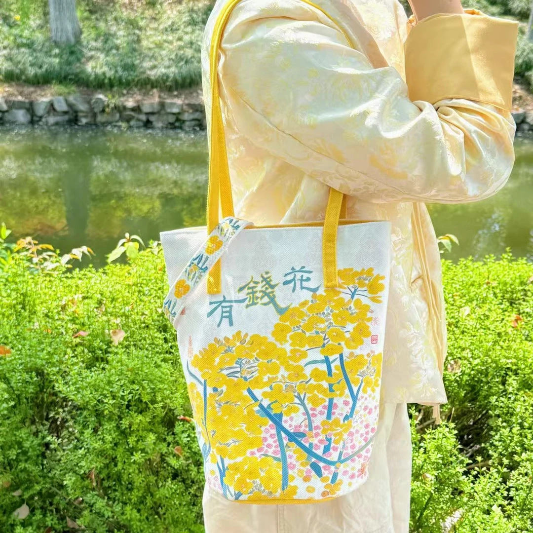 Money Hydrangea Pattern Brocade Bright Future Scenic Area Cultural Creative Bucket Bag