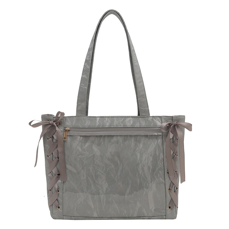 All Red Silk Ribbon Cartoon Female Large Capacity Totes Bow Tote Bag