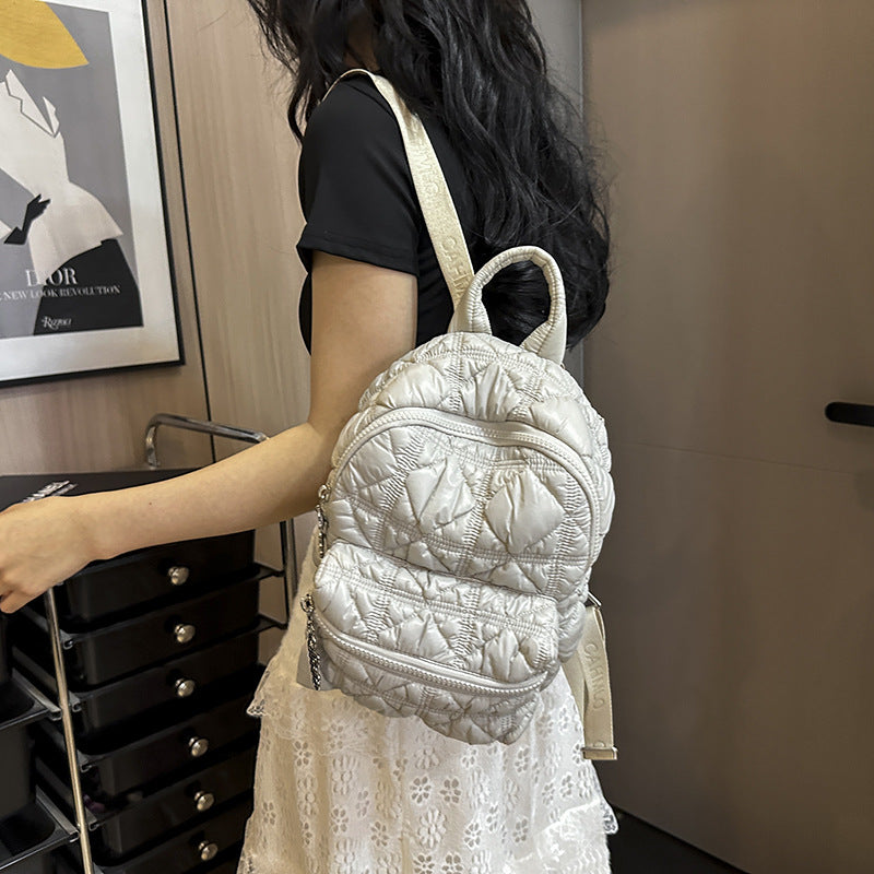 Women's Glossy Pleated Cloud Large Capacity Commuter Class Trendy Backpacks