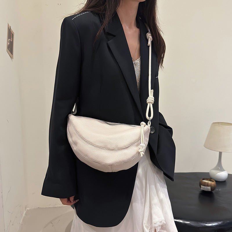 Cowhide Underarm Light Luxury Texture Croissant Simple Women's Shoulder Bag