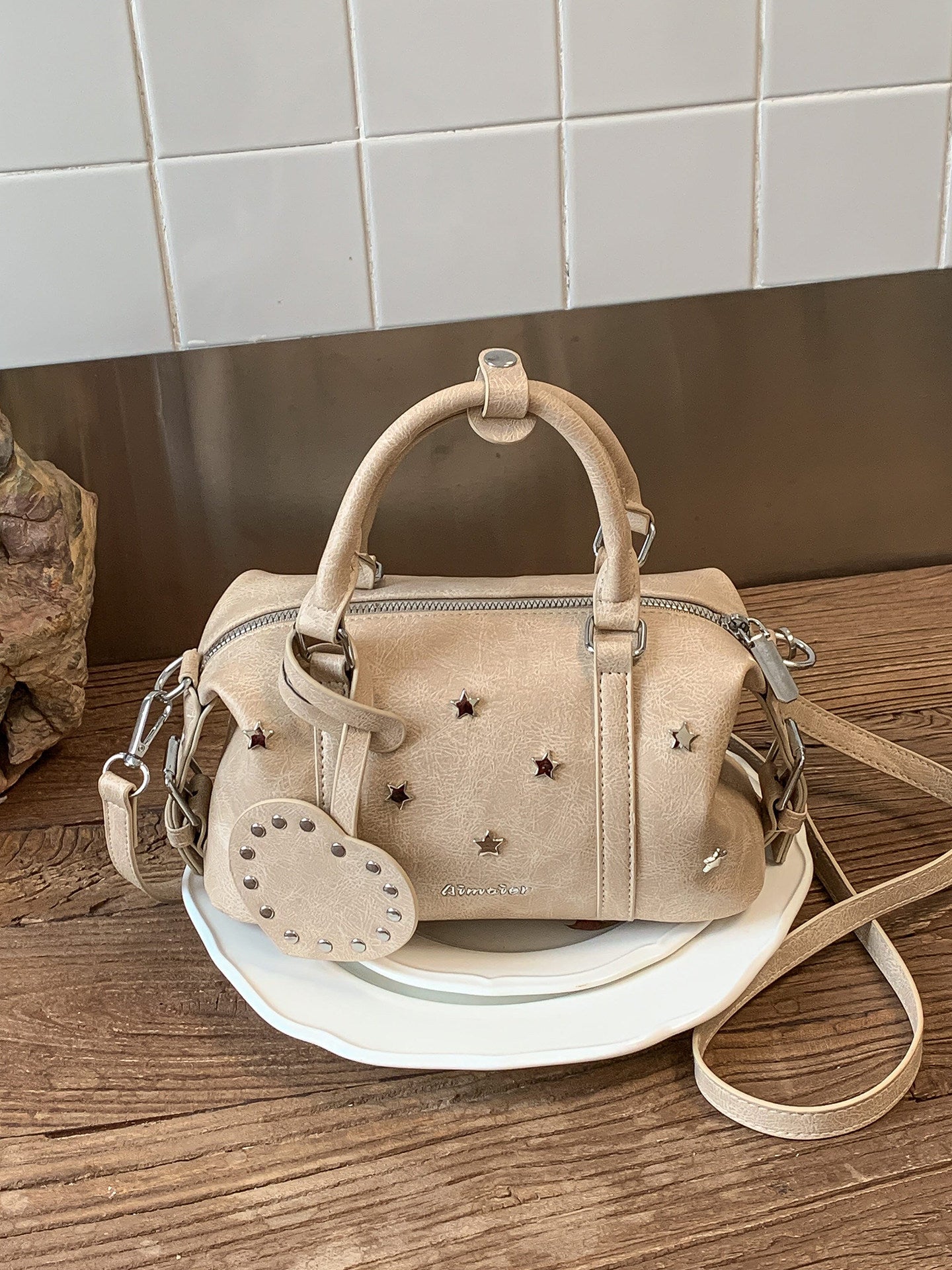 Women's Vintage Spring Fashion Studded Commuter Shoulder Bags