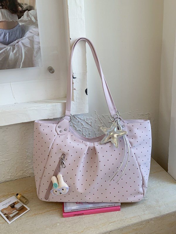 Women's Polka Dot For Large Capacity Cute Girly Style Commuter Lightweight Tote Bag