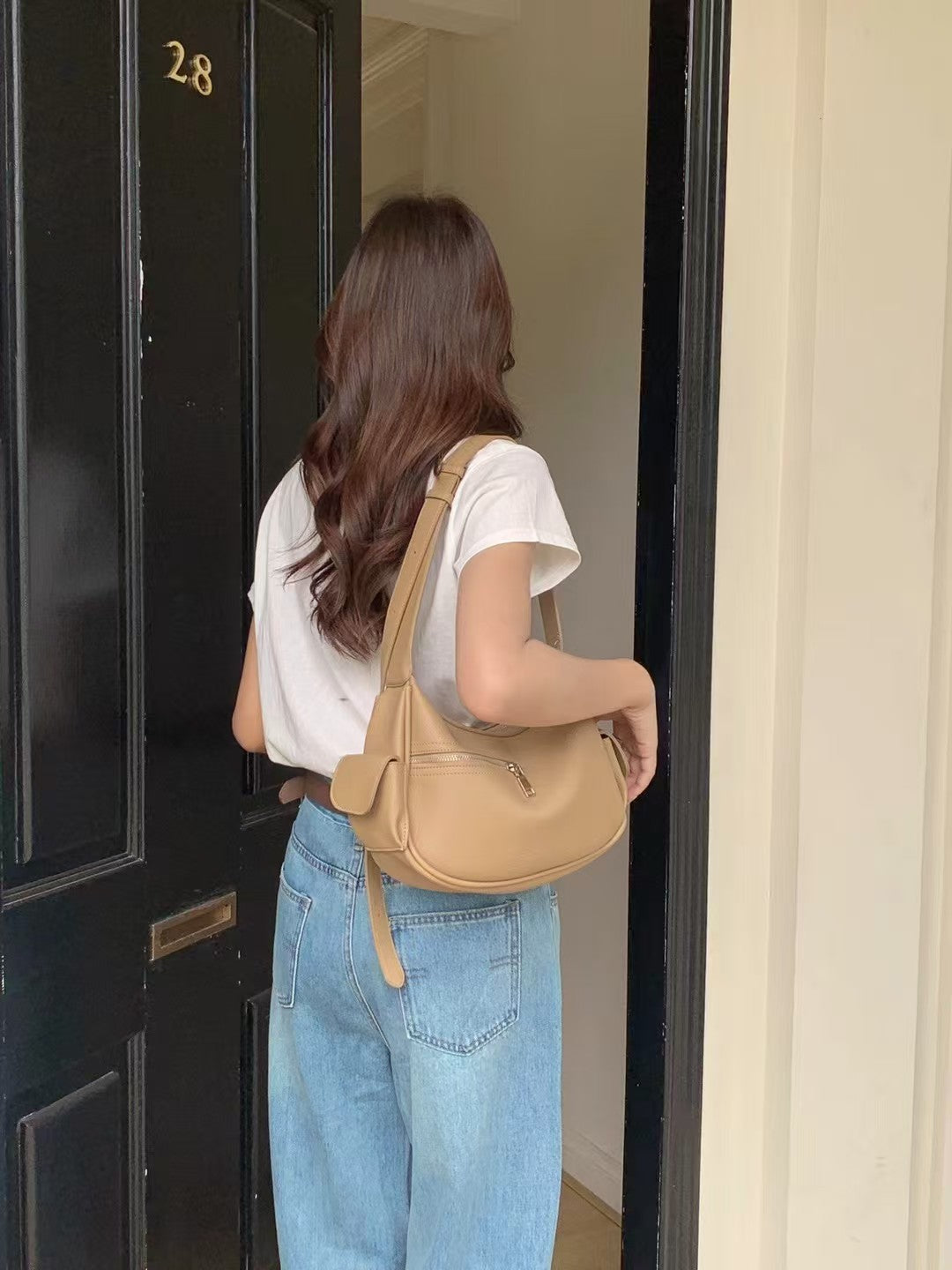 Women's Korean Niche Design Underarm Simple Style Fashion Selenodont Large Women's Shoulder Bag