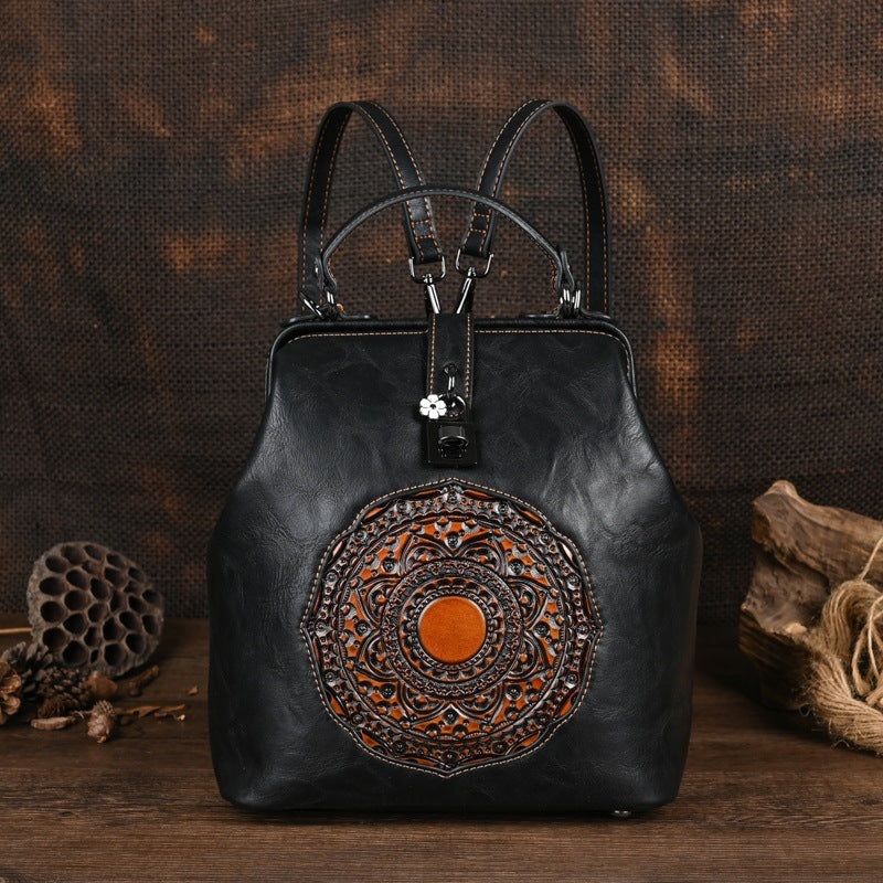 Women's Embossing Urban Simple Style Leisure Hand-rub Women's Backpack