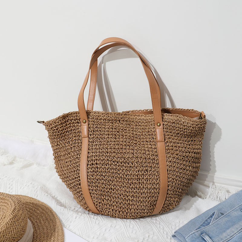Women's Style Large Capacity Straw Woven Seaside Vacation Bags