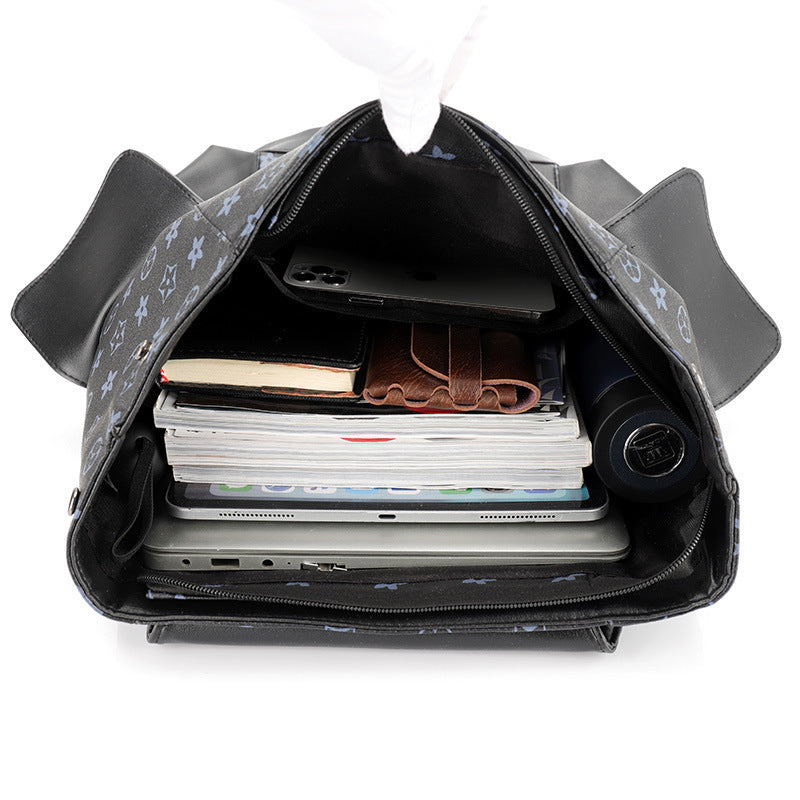 Men's Fashion Presbyopic Soft Leather Large Capacity Backpacks