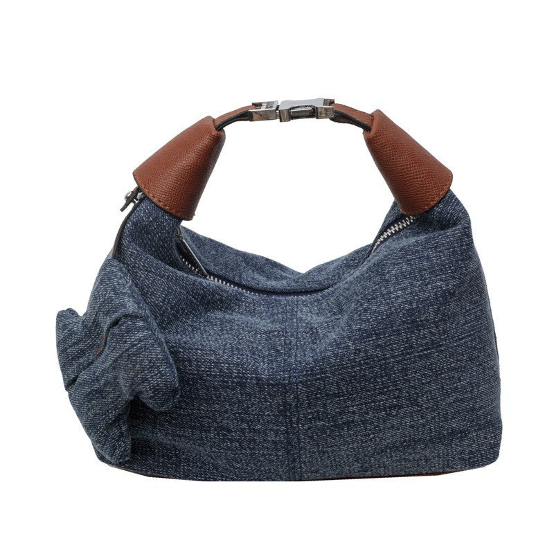 Women's Niche Contrast Color Underarm Style Retro Tote Bags