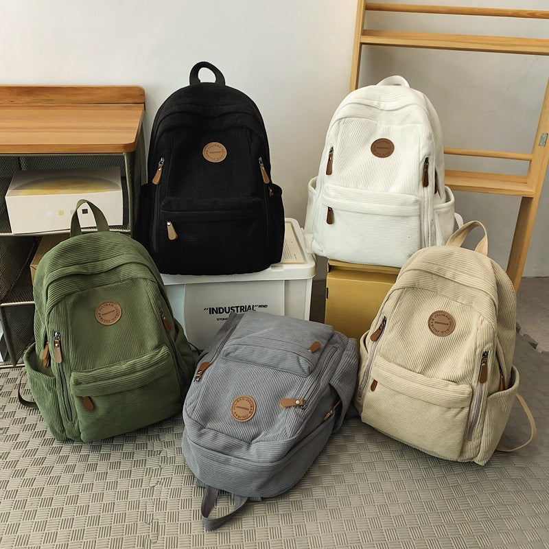 Men's College Fashion Corduroy Large Capacity Leisure Backpack