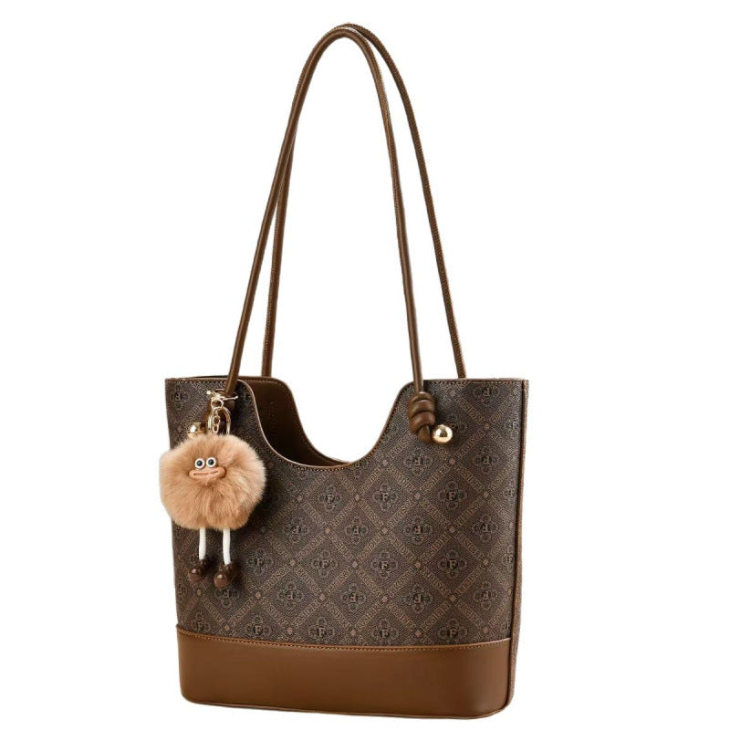 Plaid Daisy Print Doll Ornaments Fashion Tote Bag