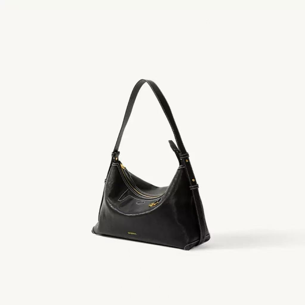 Women's Tracking Series Light Carpetbag Vegetable Tanning Leather Commuter Dumpling Underarm Bag