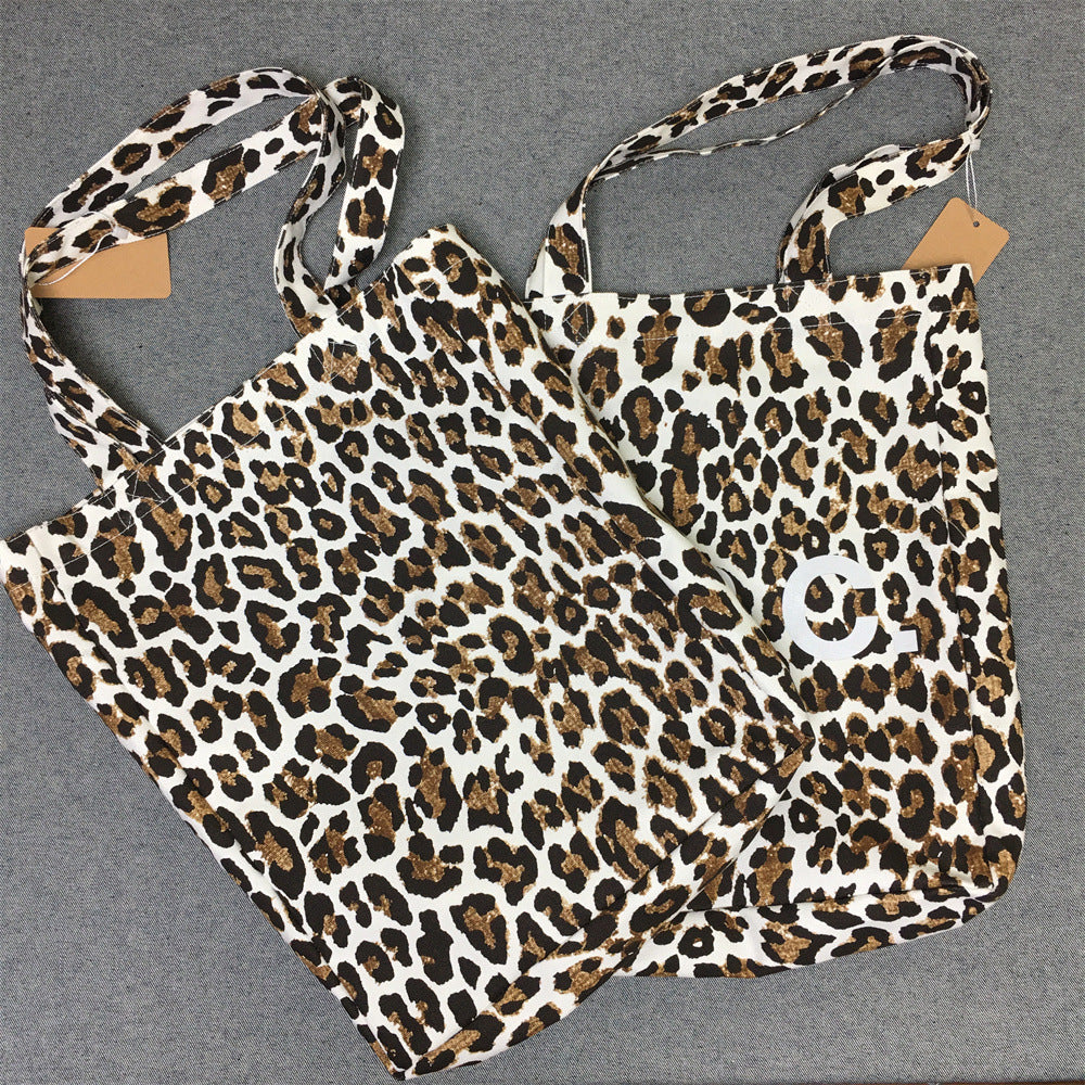 Trendy Leopard Print Vertical Canvas Shopping Women's Handbag