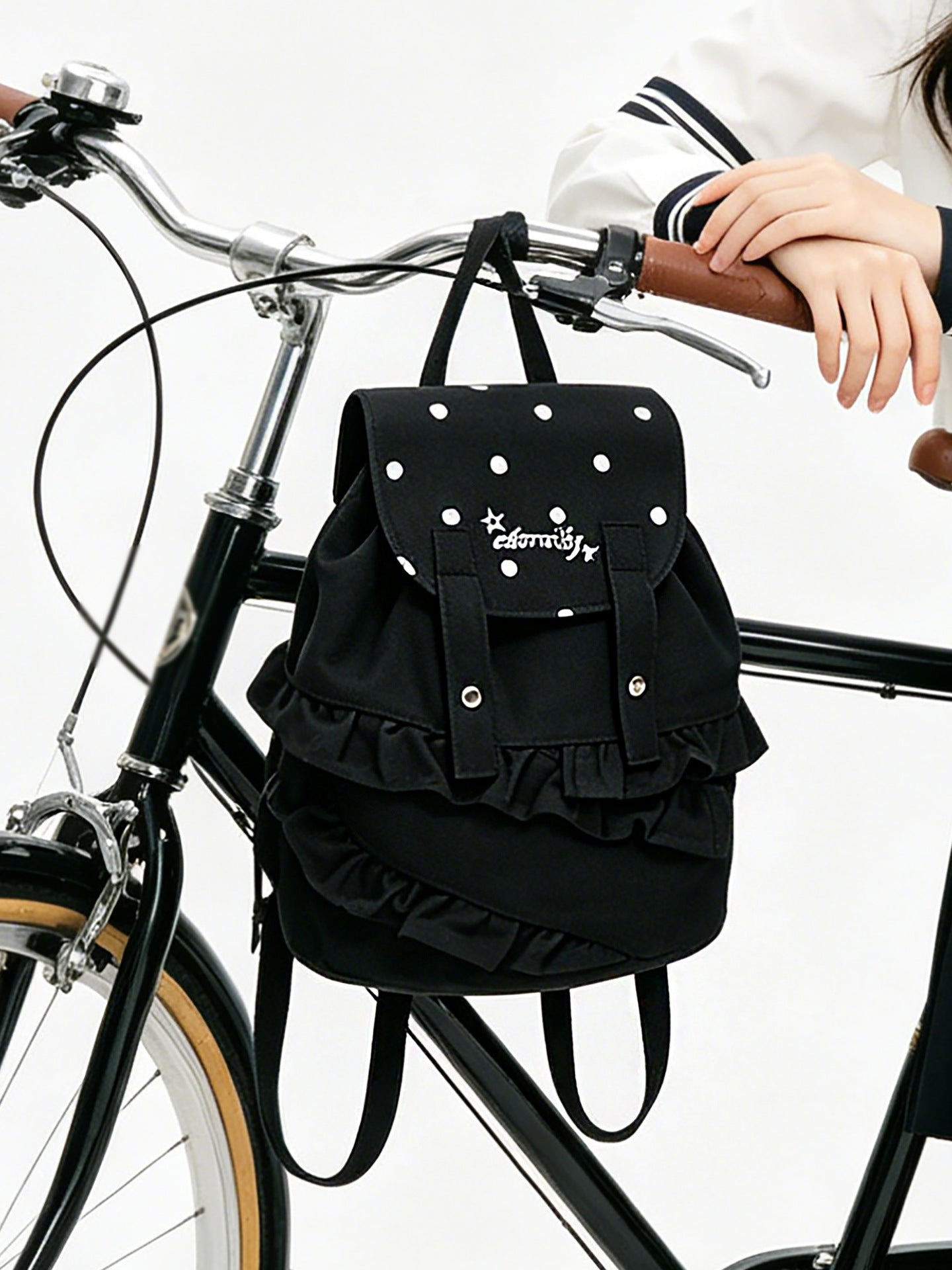 Women's Summer Blue Polka Dots Super Popular Korean Canvas Ballet Women's Backpack