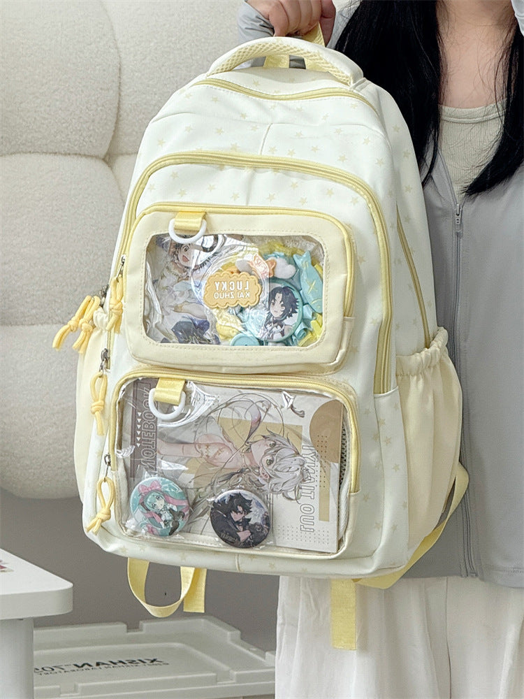 Fresh Sweet Dopamine Transparent Bar Cartoon Junior Large Leisure Backpack
