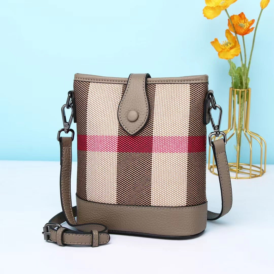 Fashion Hemp Cotton With Leather Mini High-grade Western Mobile Phone Bag