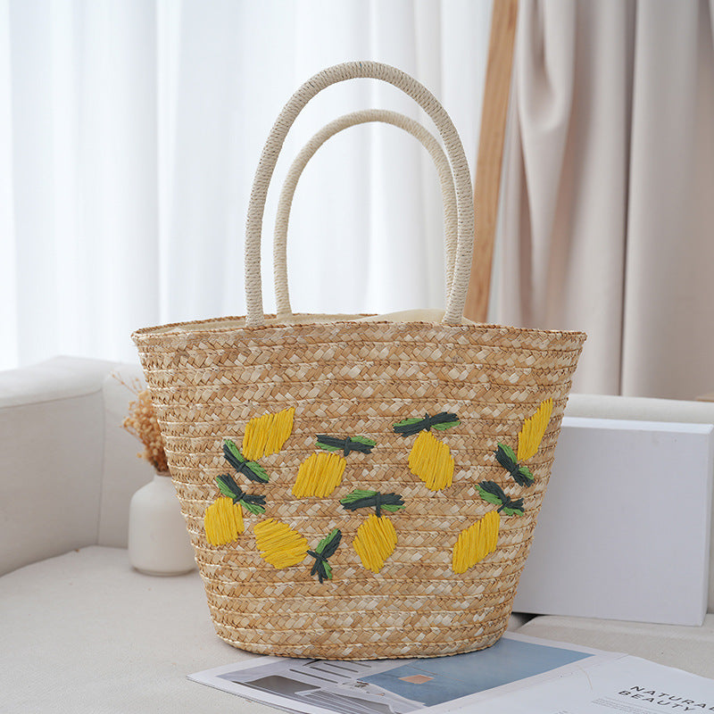 Women's Summer Woven Straw Seaside Vacation Weaving Embroidered Handbags