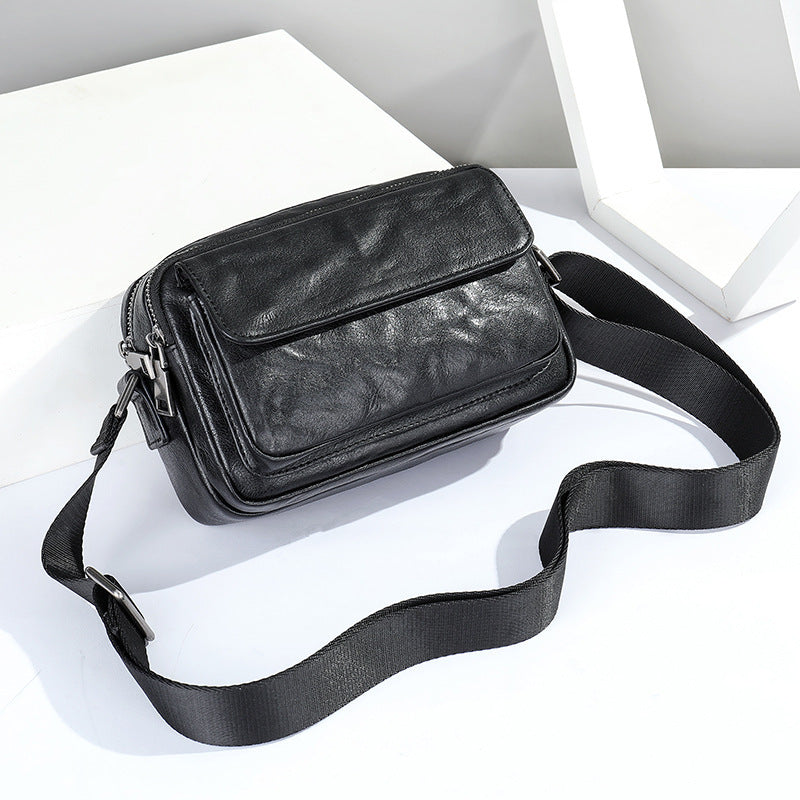 Layer Cowhide Clutch Pattern Horizontal Leather Simple Light Luxury Men's Messenger Bag