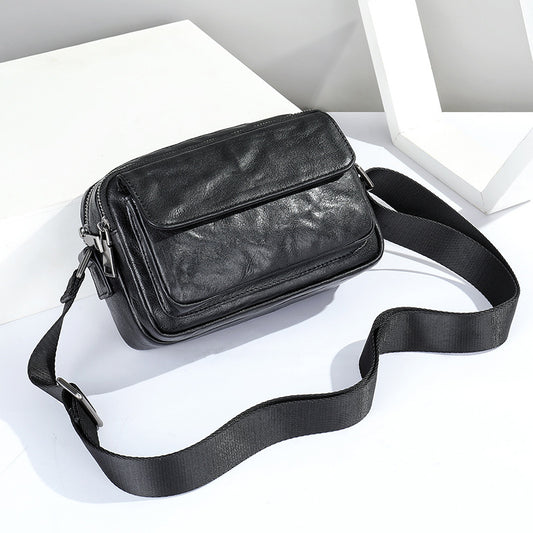 Layer Cowhide Clutch Pattern Horizontal Leather Simple Light Luxury Men's Messenger Bag