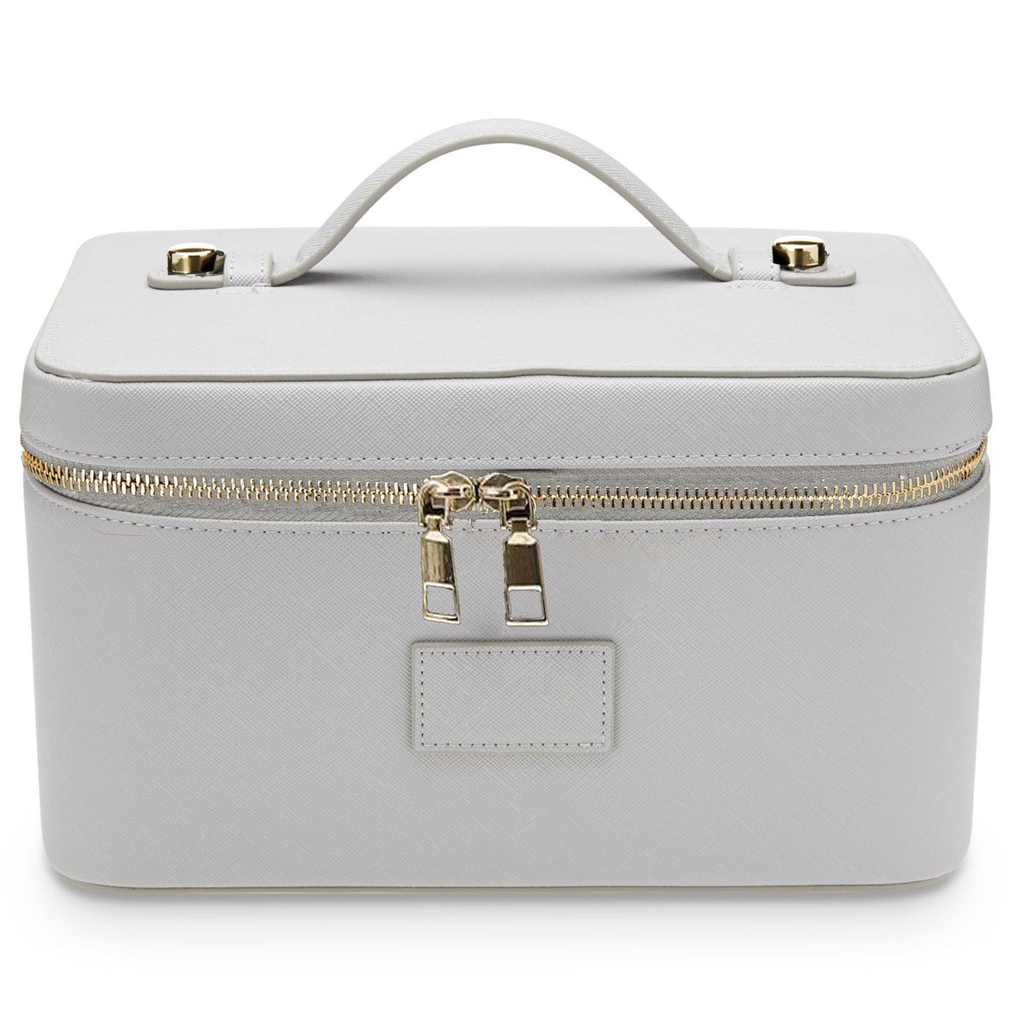 Cross Pattern Leather Golden Hardware Portable Beauty Storage Skin Makeup Bag