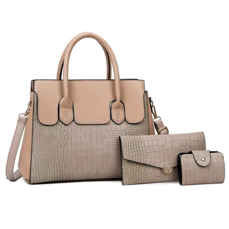 Women's Capacity Stone Pattern Contrast Color Mother Fashion Women's Handbag