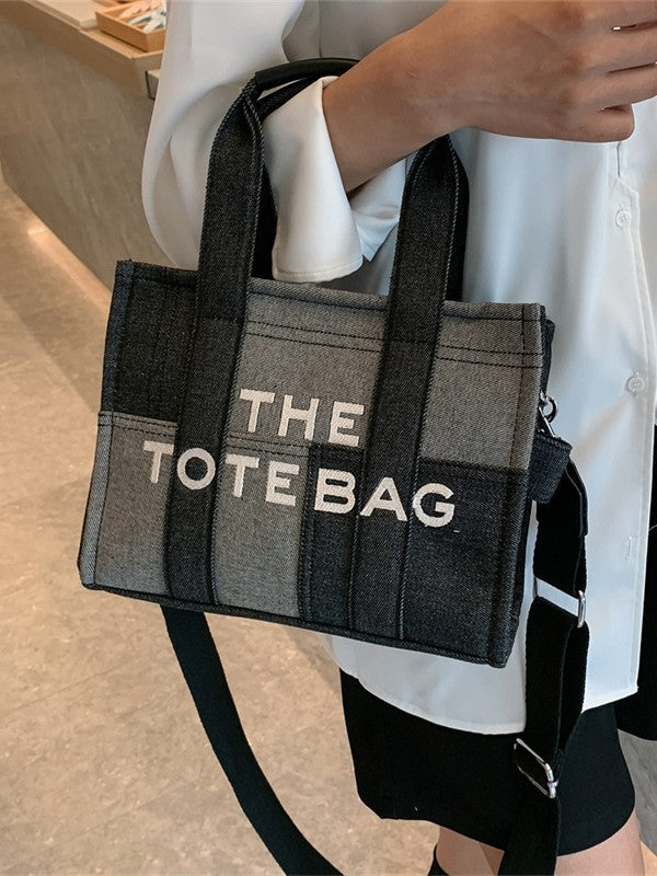 Women's Canvas Large Capacity Totes Patchwork Portable Tote Bag