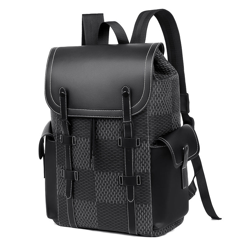 Men's Business Advanced Sensor Computer Large Capacity Plaid Leisure Backpack